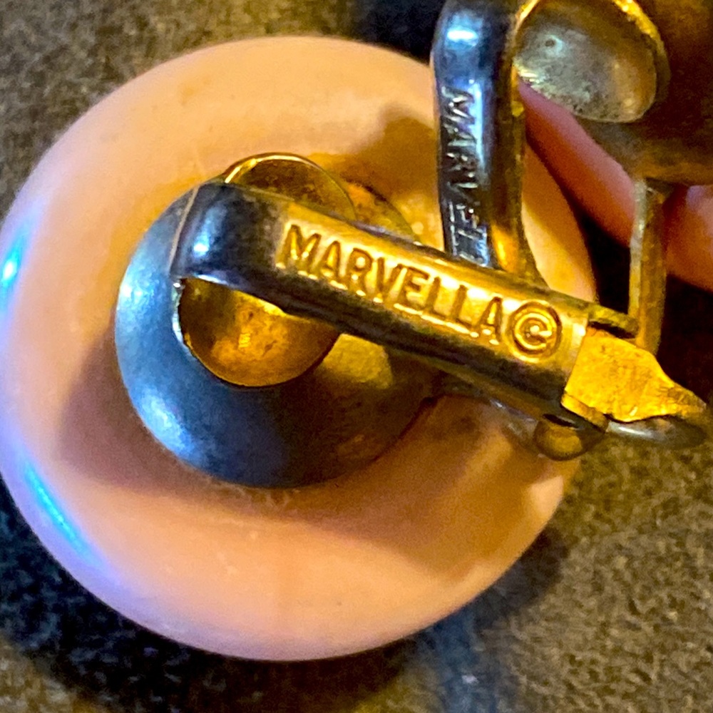 Vintage Marvella pink button size clip on earrings